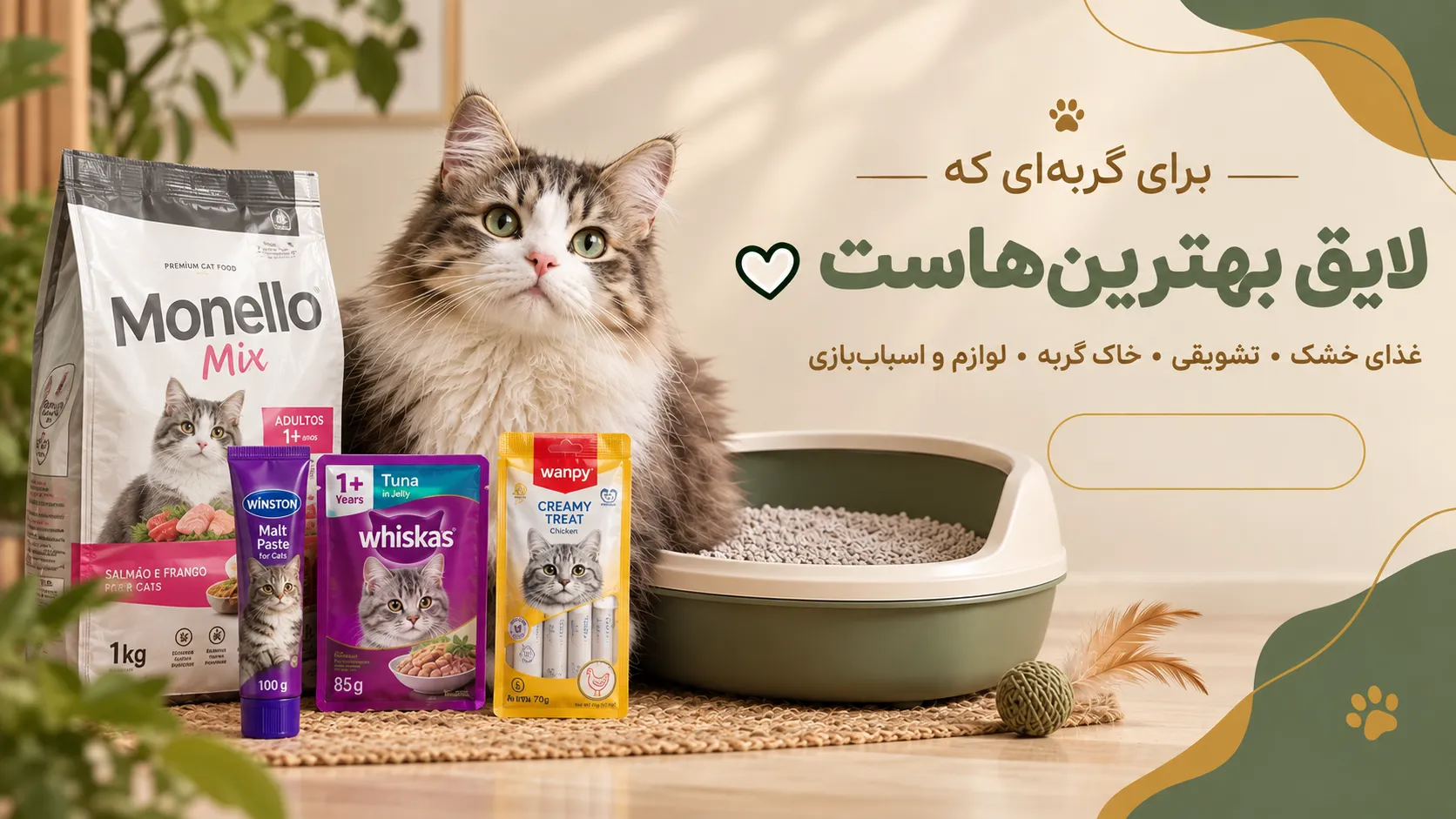 خرید انواع غذای خشک، خاک و ملزومات تخصصی گربه در پت رویال